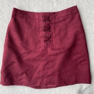 BCBGGeneration Maroon Suede Mini Skirt